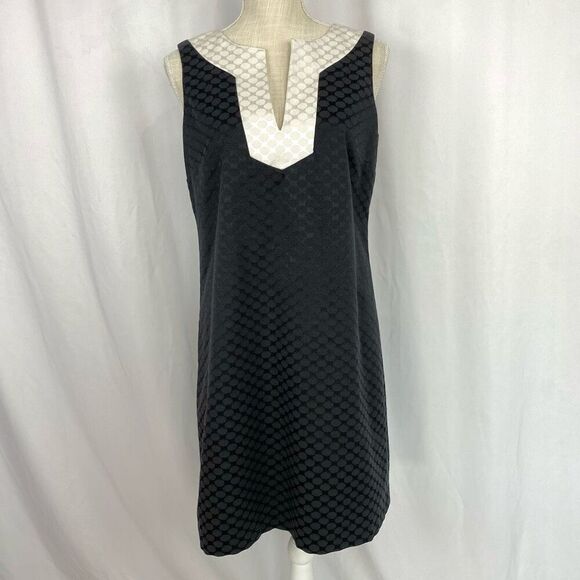 Michael Kors Dress Black Sheath White Trim Women’s 10 Mini Short Designer Jackie - Picture 1 of 16